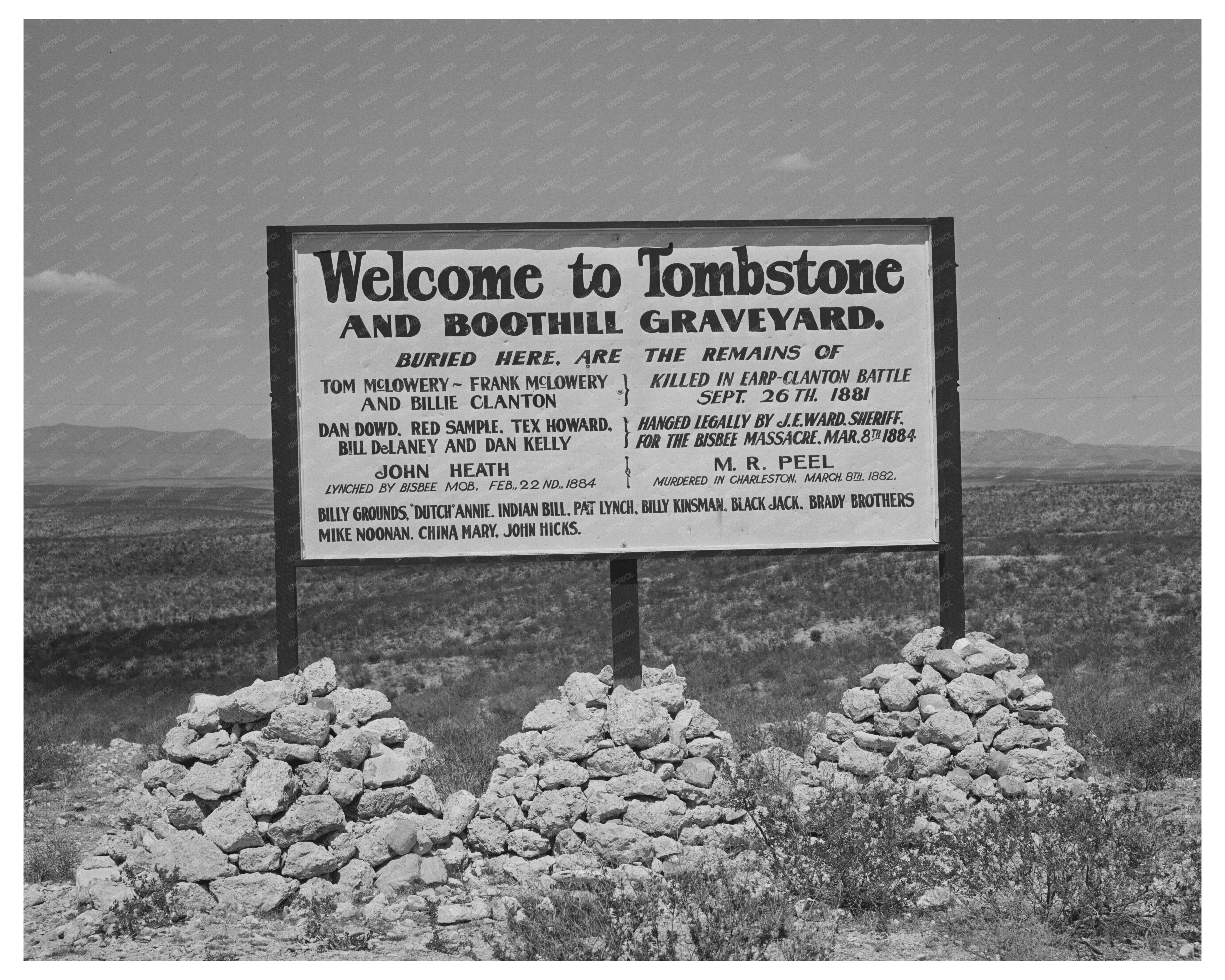 Tombstone Arizona Historic Sign May 1940 Vintage Image