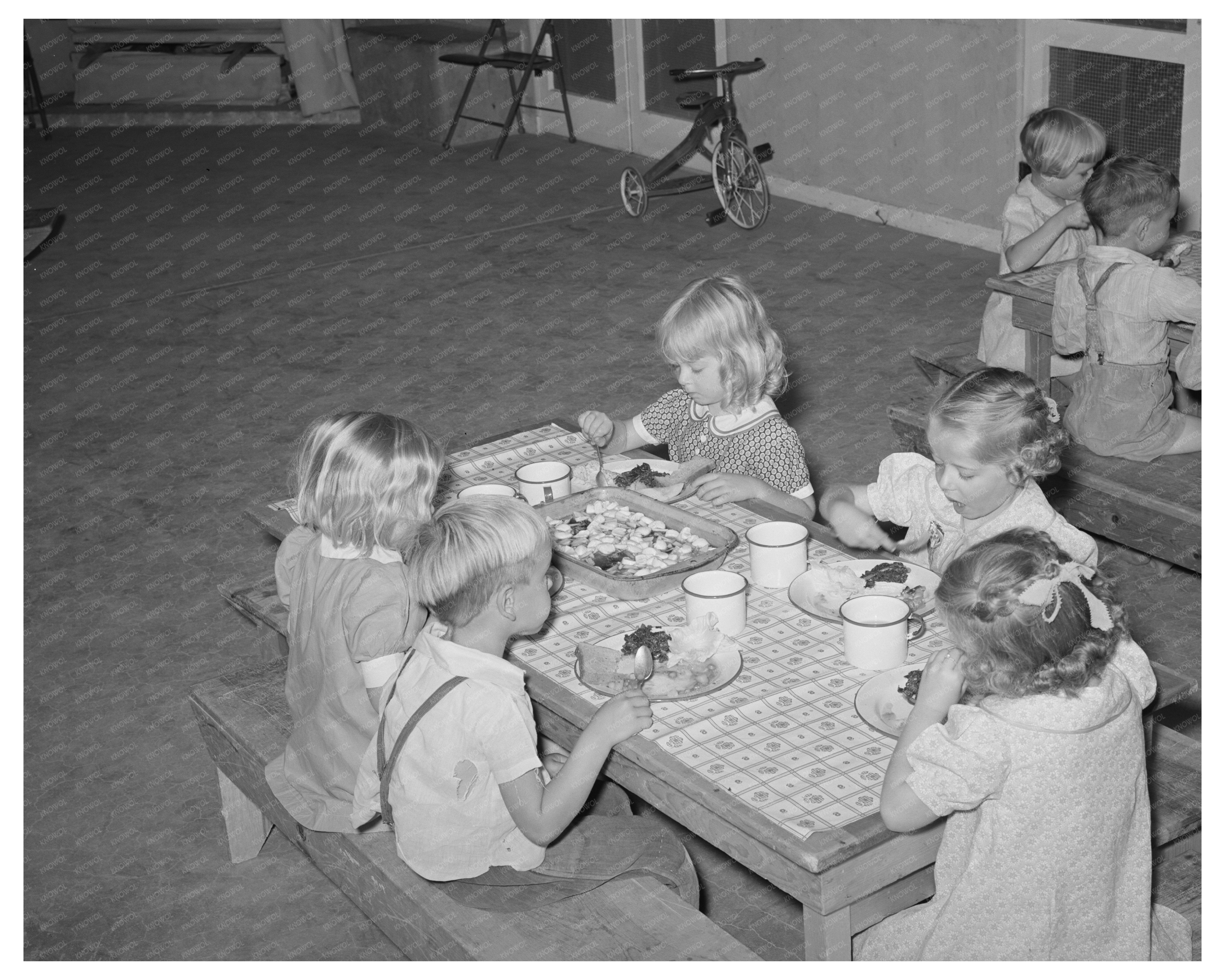 WPA Nursery School Children Lunching Casa Grande Valley 1940