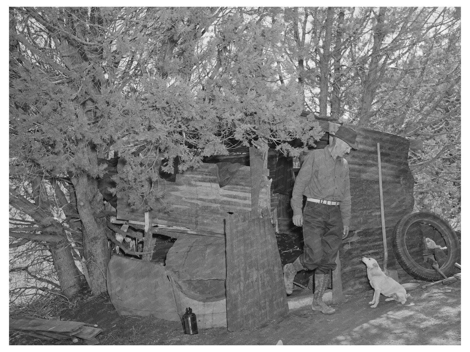 Eugene Davis Exiting Shack Pinos Altos New Mexico 1940