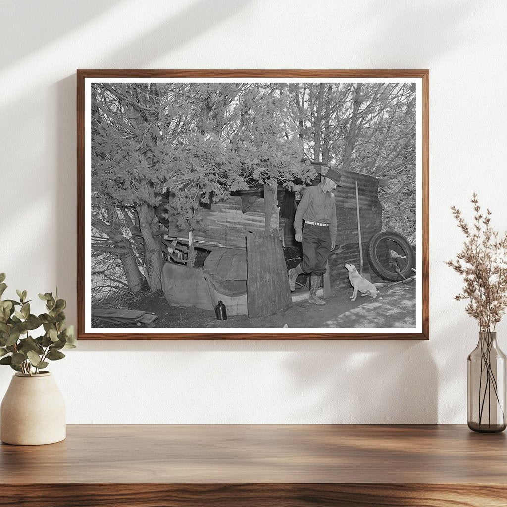 Eugene Davis Exiting Shack Pinos Altos New Mexico 1940