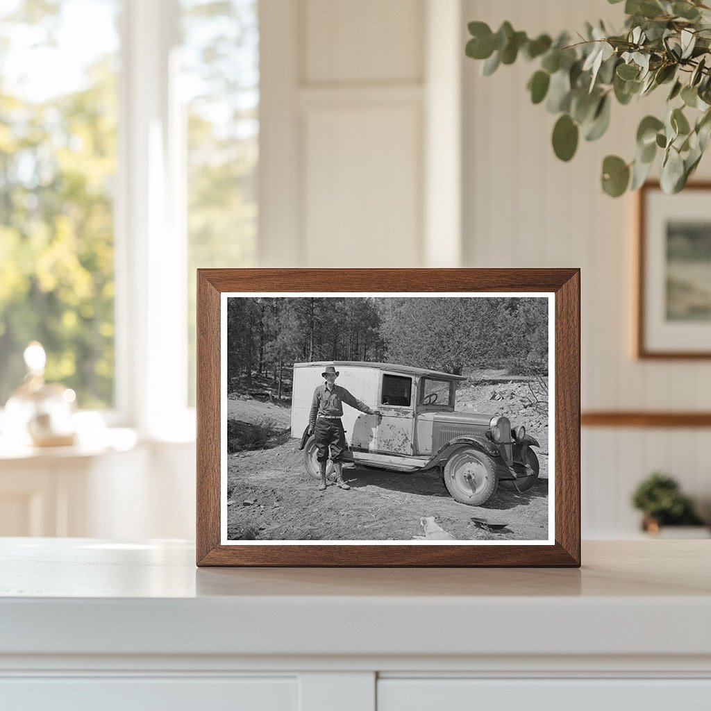 Eugene Davis with Modified Truck in Pinos Altos 1940