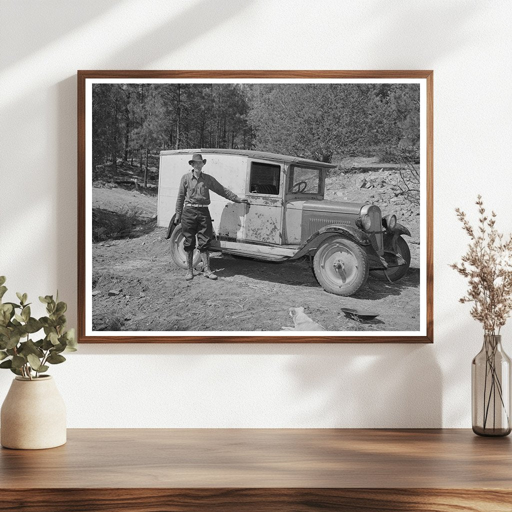Eugene Davis with Modified Truck in Pinos Altos 1940