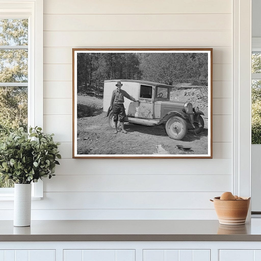 Eugene Davis with Modified Truck in Pinos Altos 1940