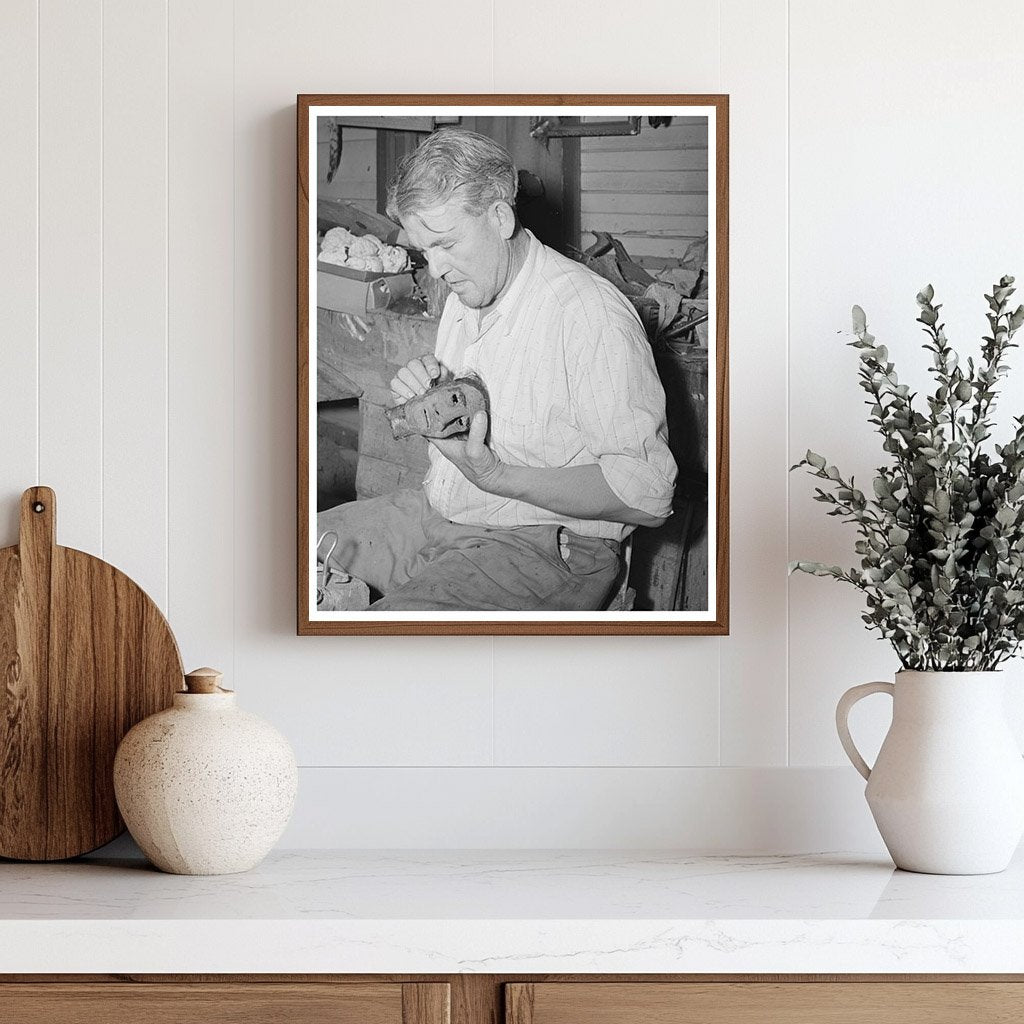 Homer Tate Creating Papier Mache Head Safford 1940