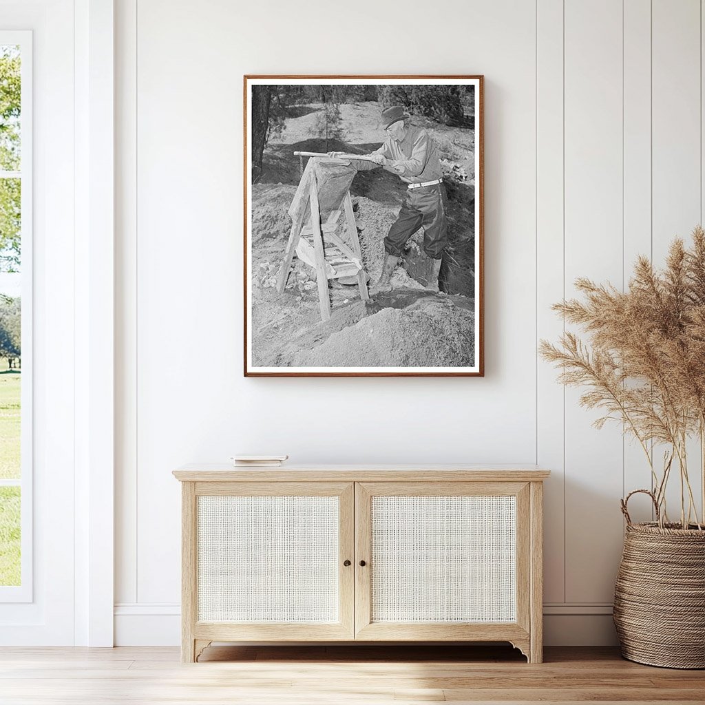 Gold Prospector with Papago Dry Washer in 1940 New Mexico