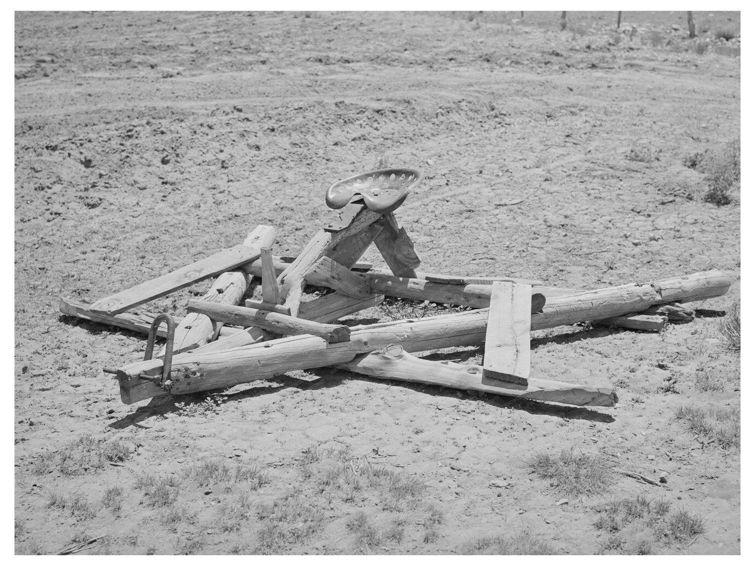 Homemade Land Leveler in Pie Town New Mexico 1940