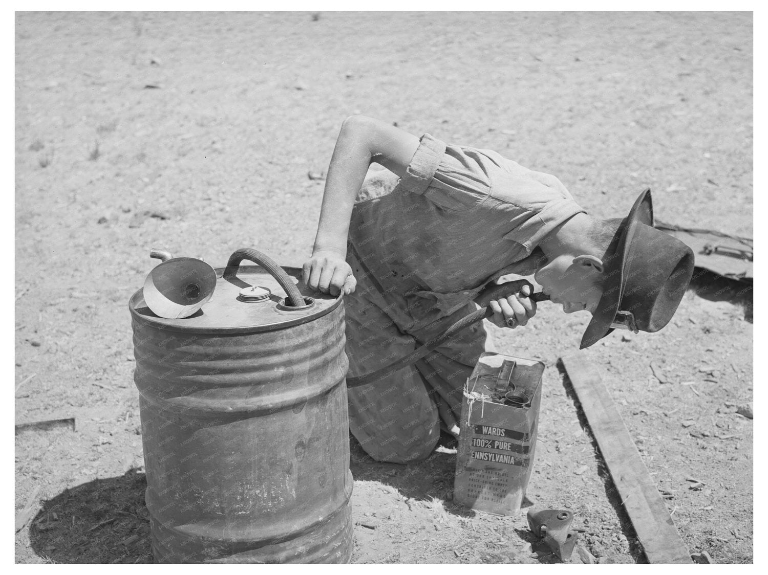 Gas Siphoning in Truck-Tractor June 1944 Pie Town NM
