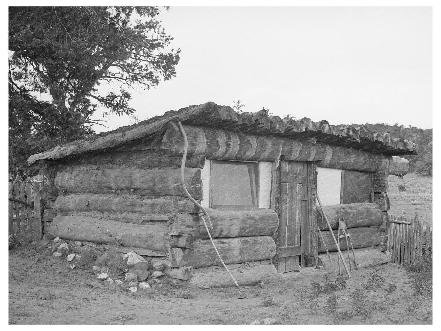 Log Home of a Homesteader in Pie Town New Mexico 1940