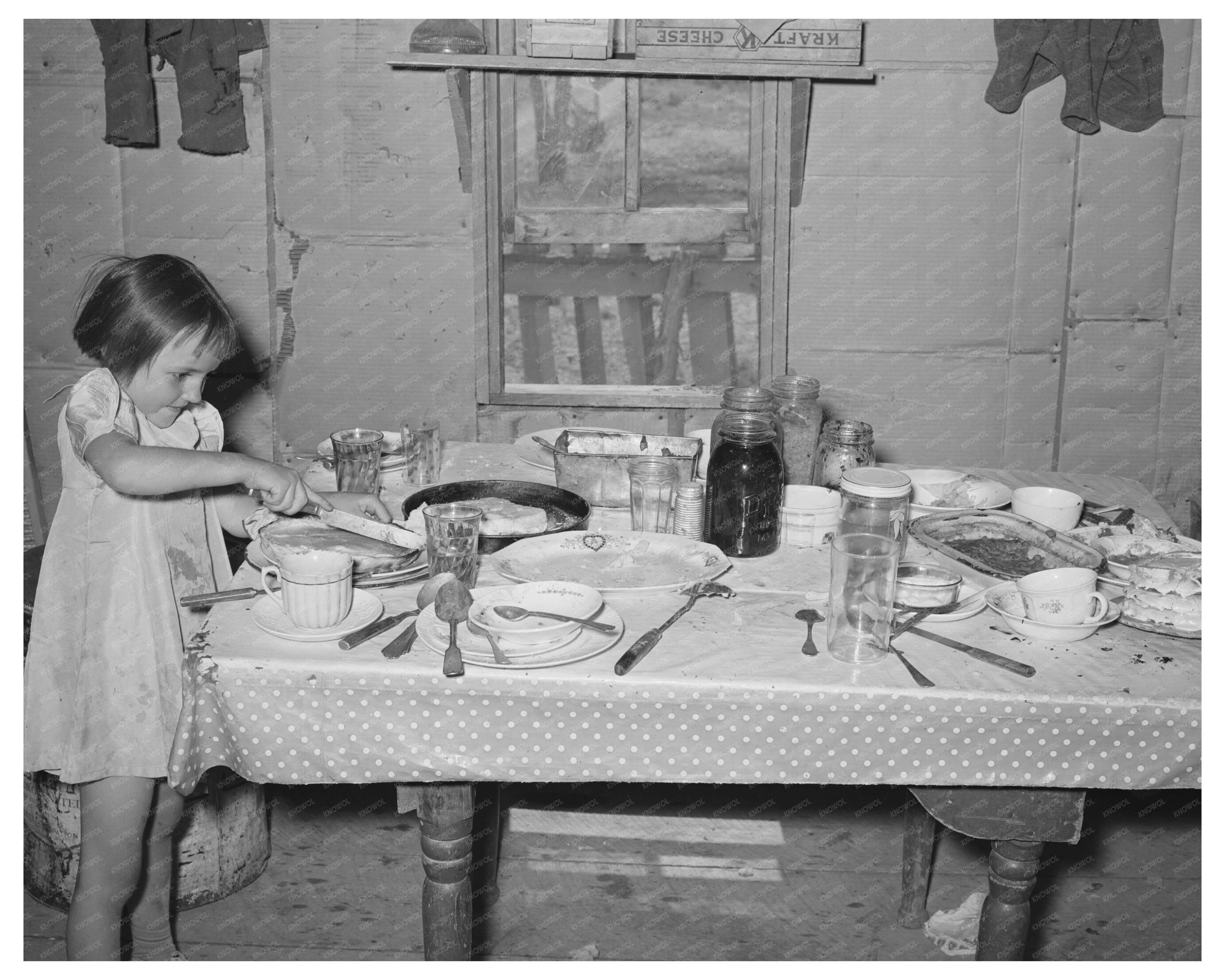 Josie Caudill Cuts Pie at Birthday Celebration in 1940