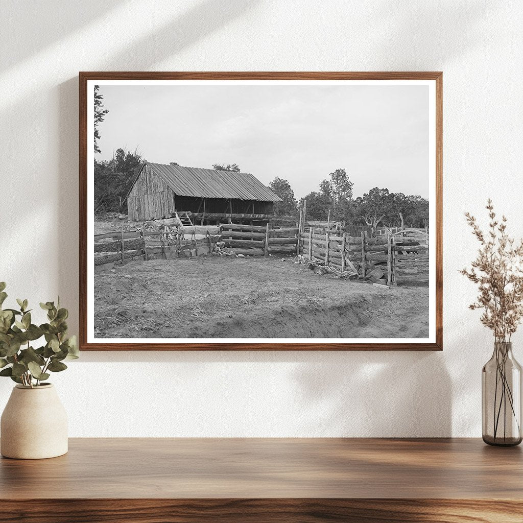 Vintage Slab Fence and Barn in Pie Town New Mexico 1940