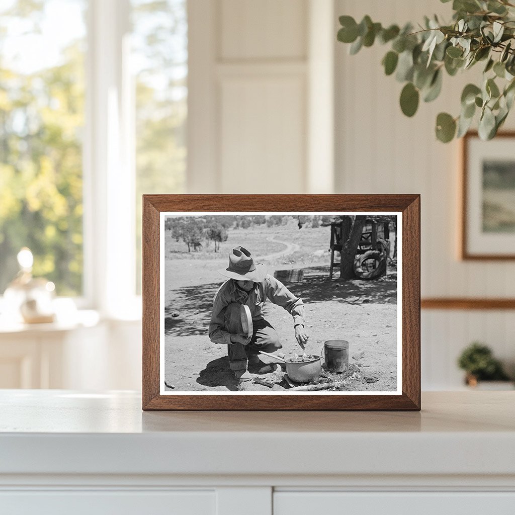 Faro Caudill Cooking Stew in Pie Town New Mexico 1940