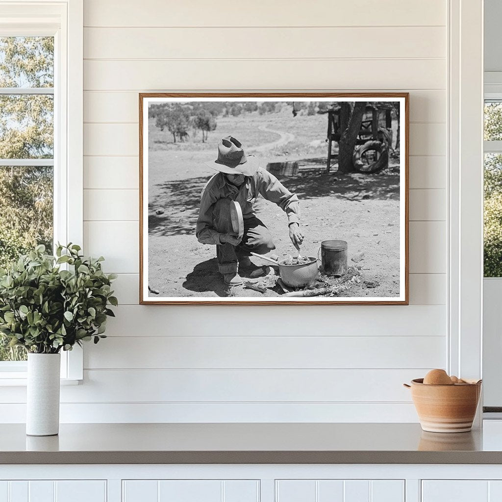 Faro Caudill Cooking Stew in Pie Town New Mexico 1940
