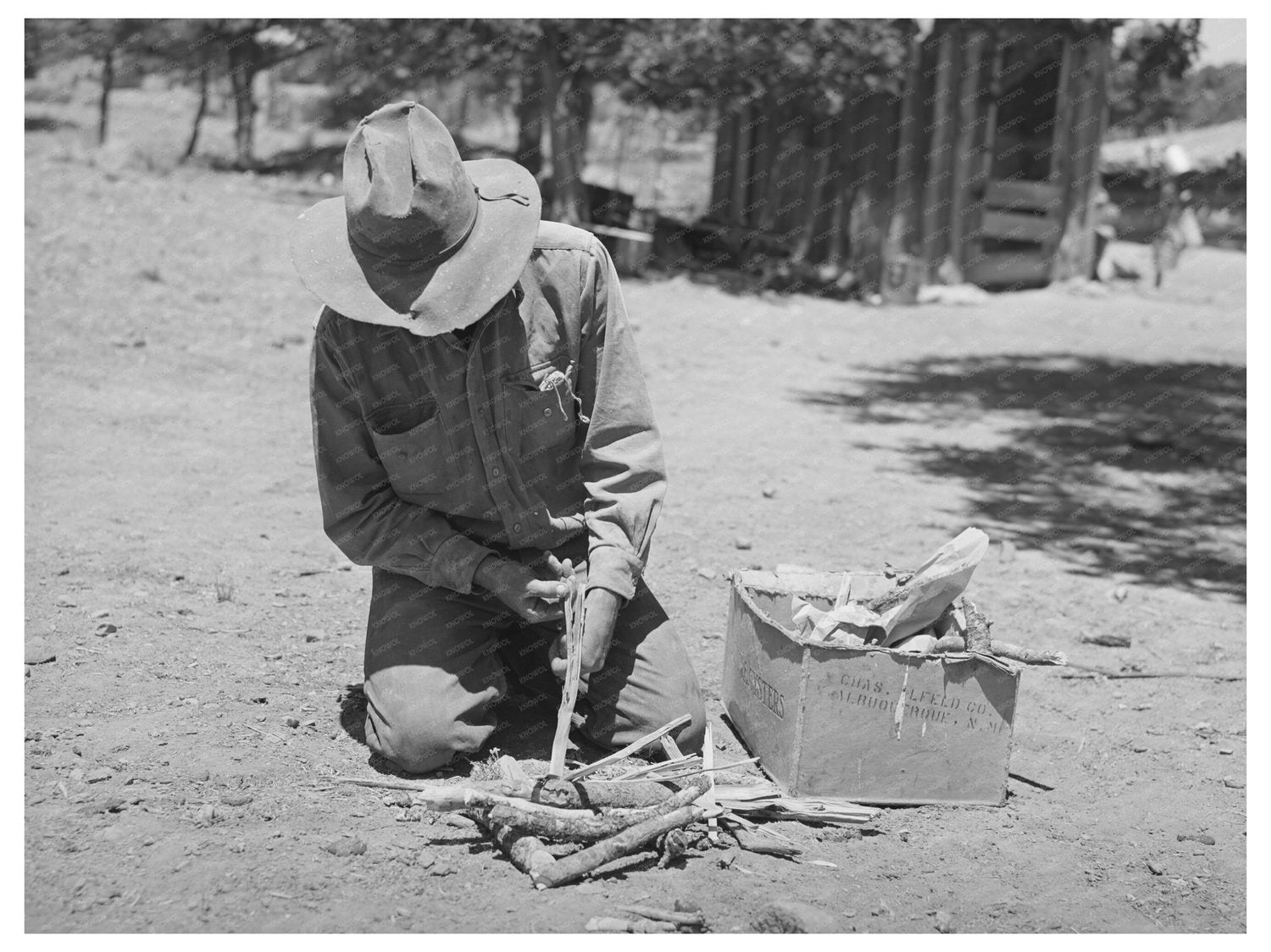 Faro Caudill Building Fire in Pie Town New Mexico 1940