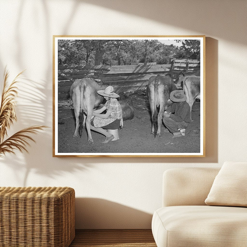 Mr and Mrs Caudill Milking Cows Pie Town New Mexico 1940