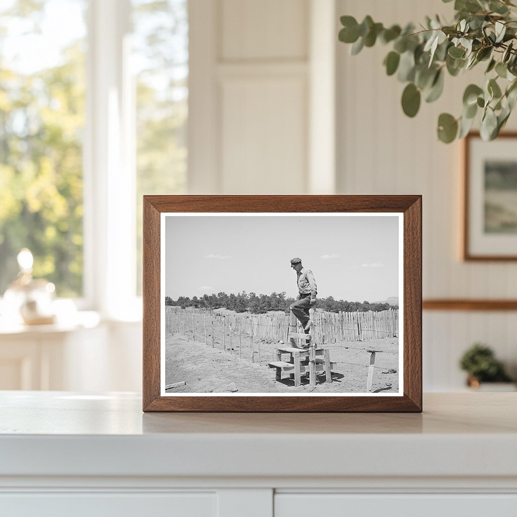 Farmer Crossing Stile in Pie Town New Mexico 1940