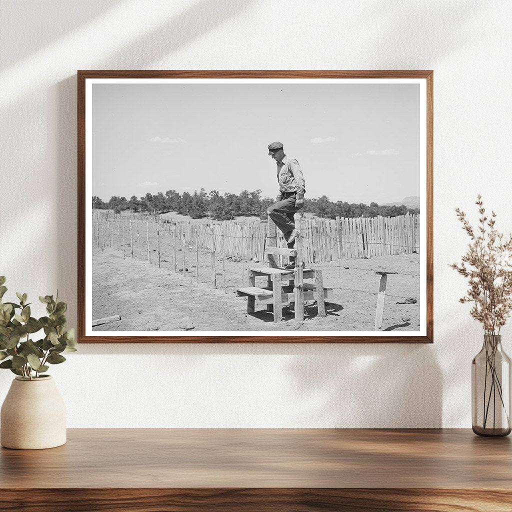 Farmer Crossing Stile in Pie Town New Mexico 1940