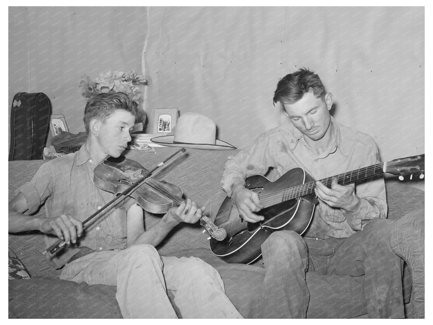 Farmer Brothers Making Music in Pie Town New Mexico 1940