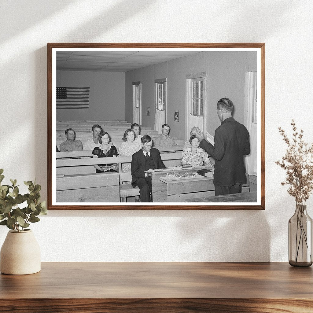 Mr. Whinery Reading Sunday School Lesson in Pie Town 1940