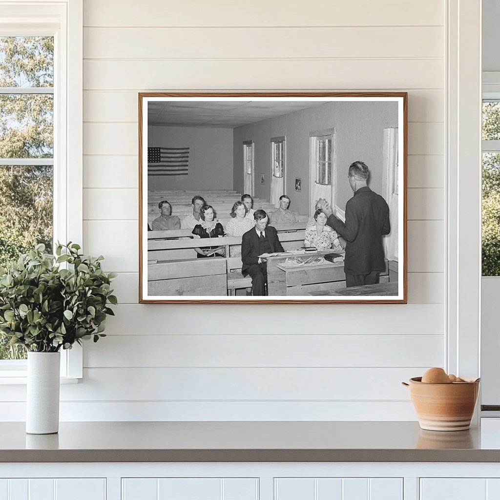 Mr. Whinery Reading Sunday School Lesson in Pie Town 1940