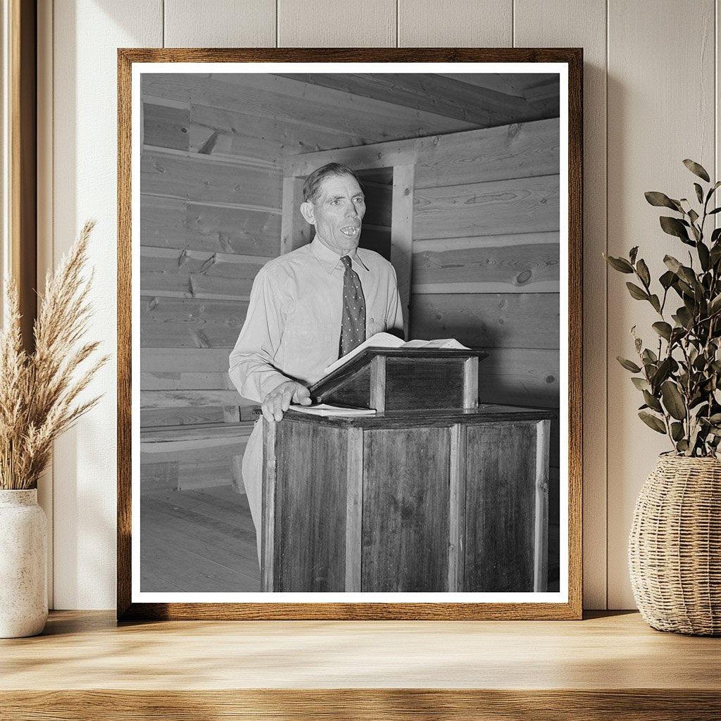 Mr. Leatherman Leads Church Service in Pie Town 1940