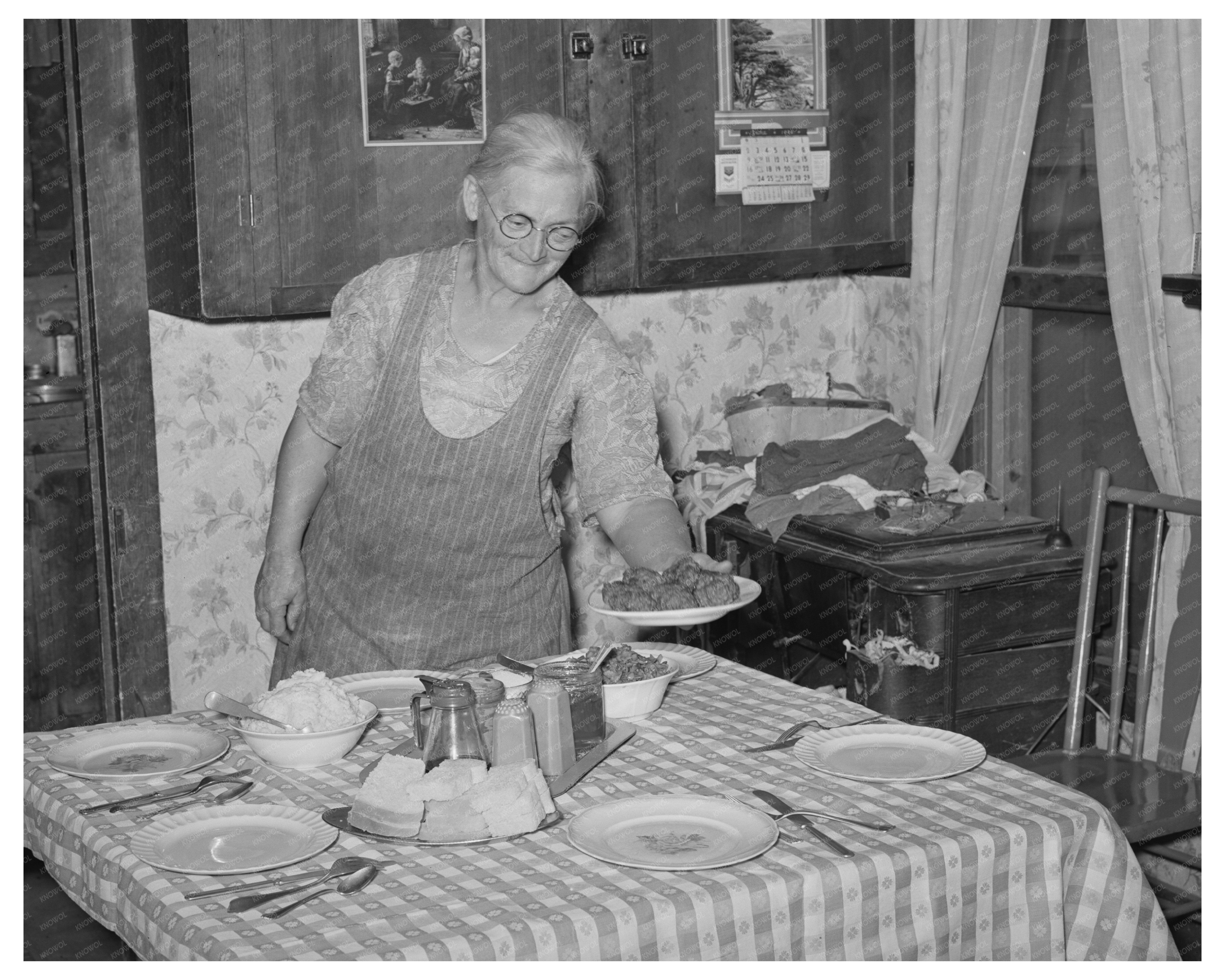 Mrs. George Hutton Prepares Dinner in Pie Town 1940