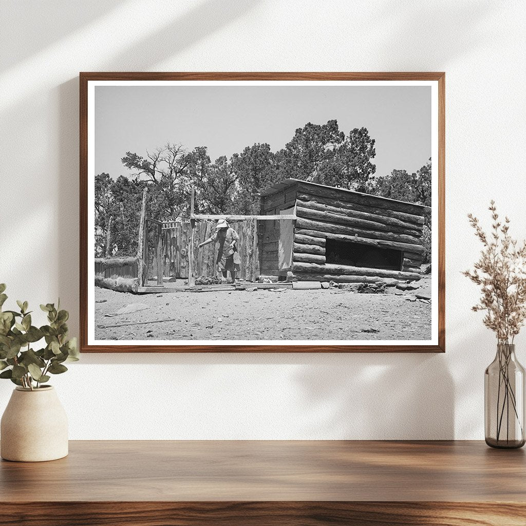 Mrs. George Hutton Feeding Chickens in Pie Town 1940