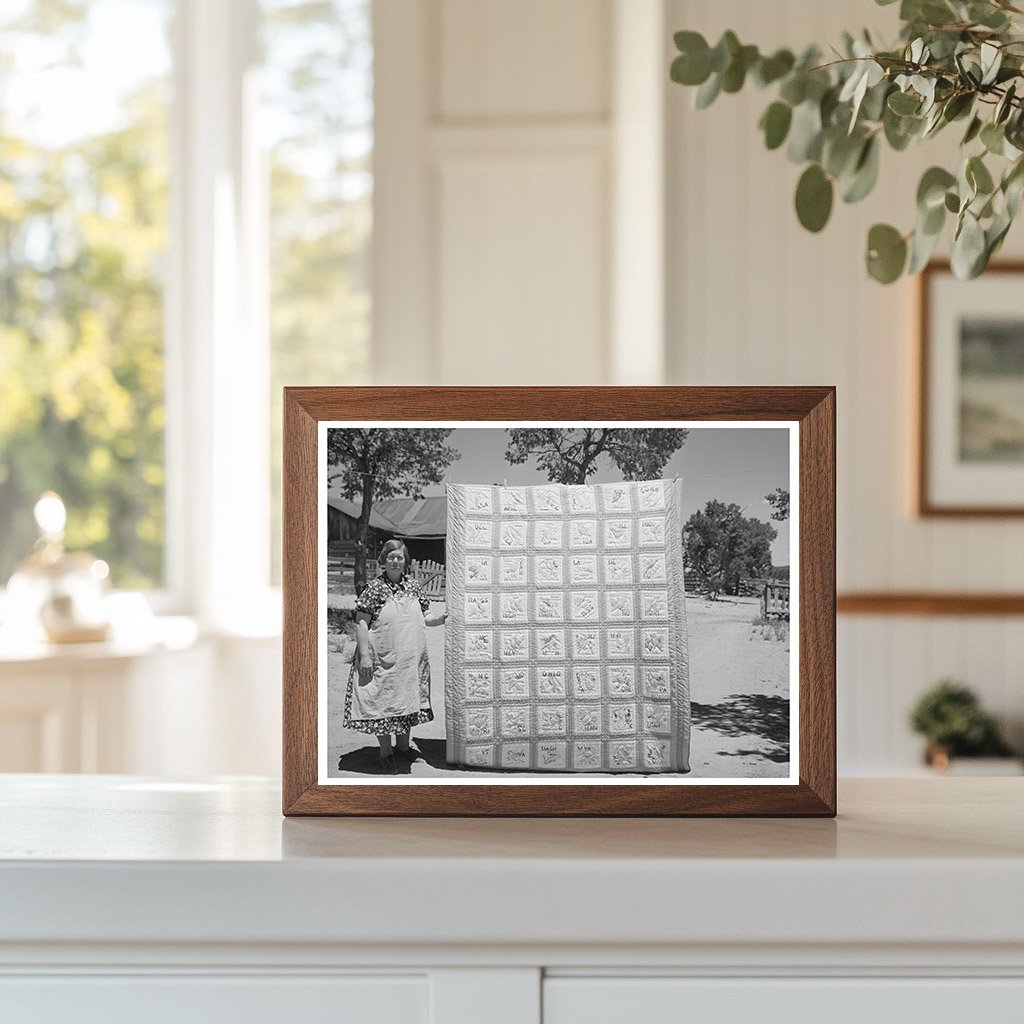 Mrs. Bill Stagg with State Quilt Pie Town New Mexico 1940