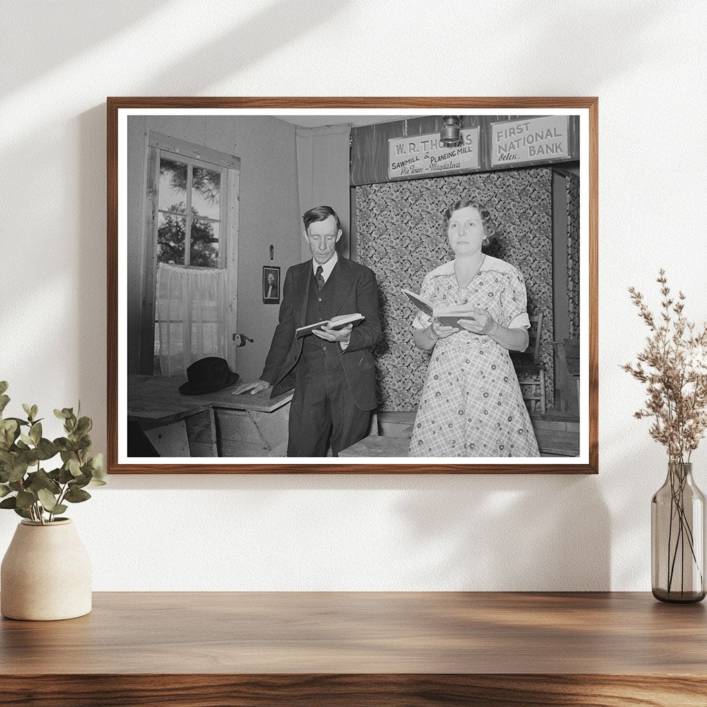1940 Farmer and Wife Singing at Sunday School in Pie Town