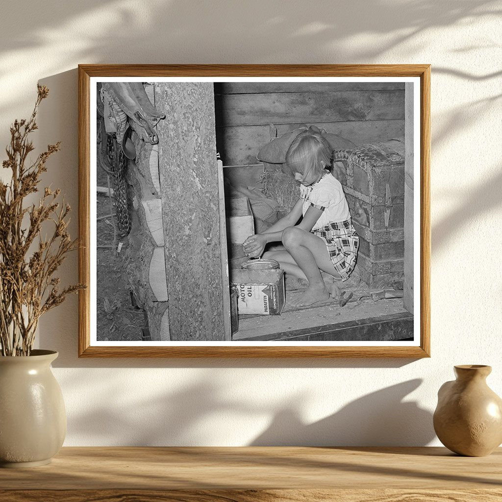 Daughter Gathers Chicken Feed in Pie Town New Mexico 1940