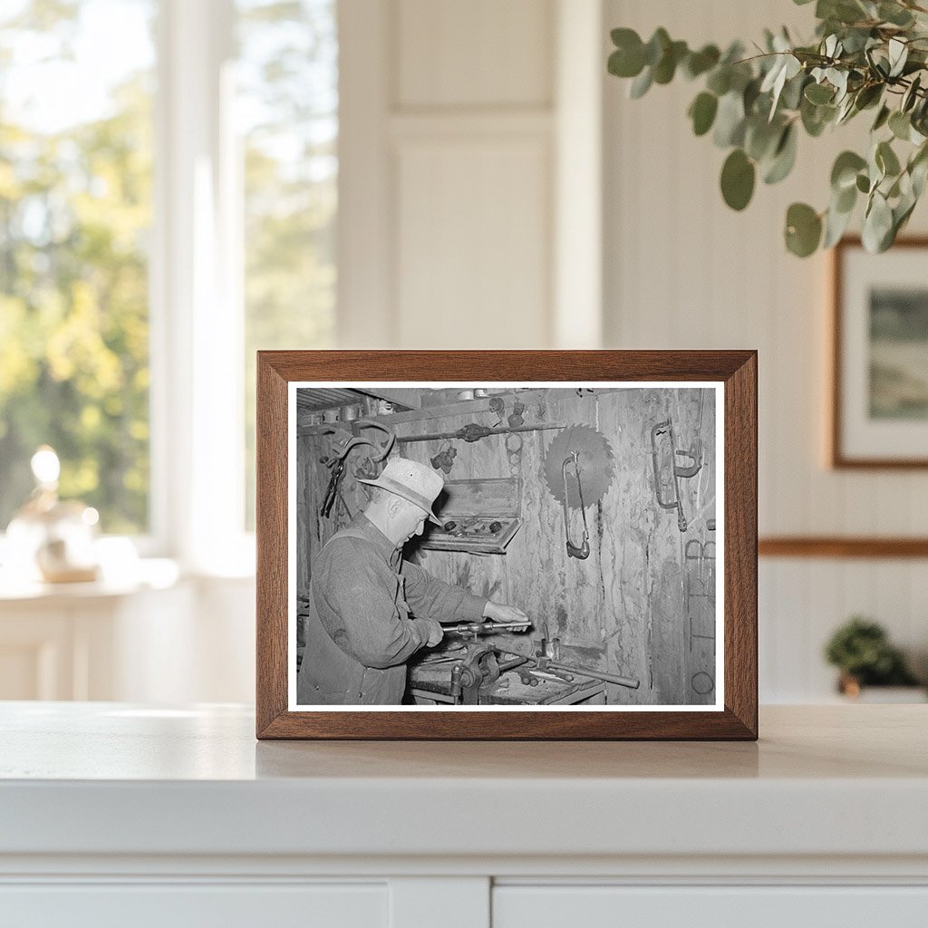 George Hutton Sr. in Machine Shop Pie Town New Mexico 1940