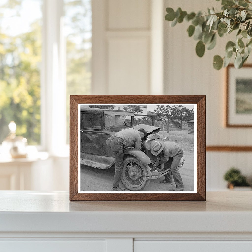 1944 Young Man Working on Car in Pie Town New Mexico