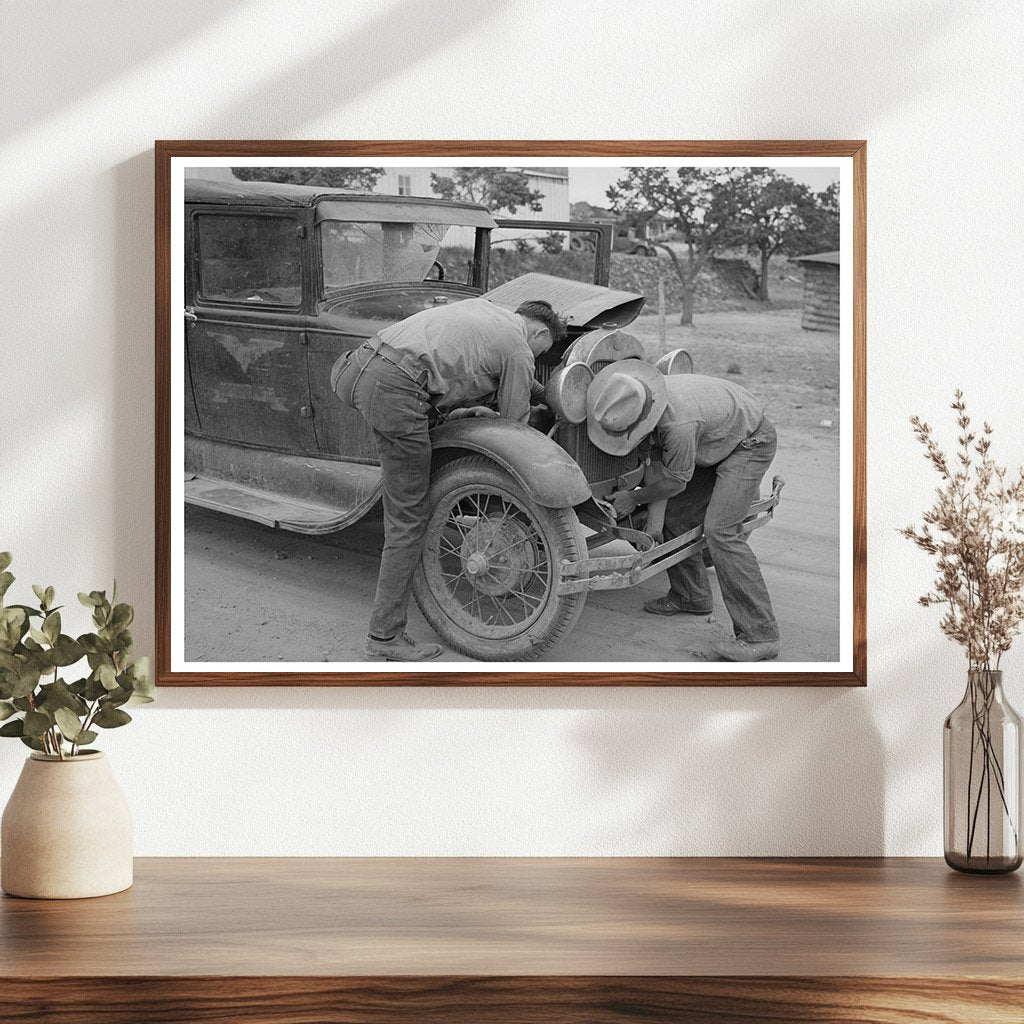 1944 Young Man Working on Car in Pie Town New Mexico