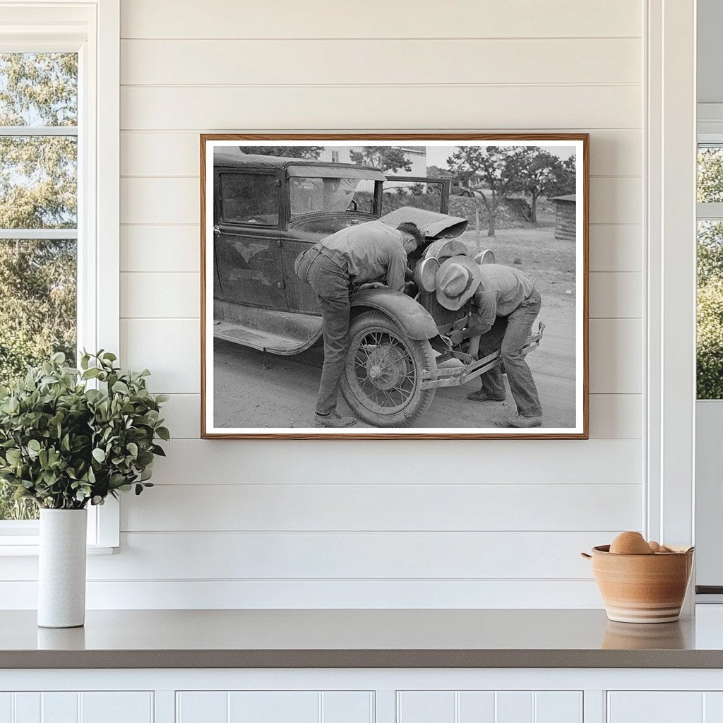 1944 Young Man Working on Car in Pie Town New Mexico
