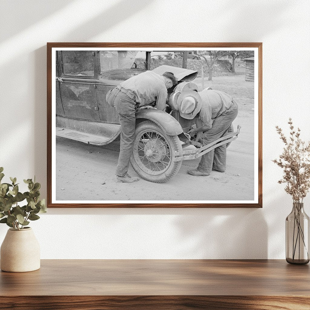 Young Man Working on Car in Pie Town New Mexico 1940
