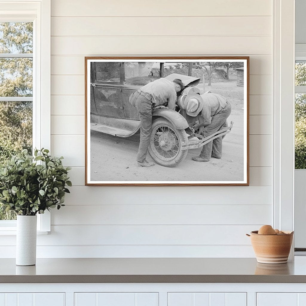 Young Man Working on Car in Pie Town New Mexico 1940