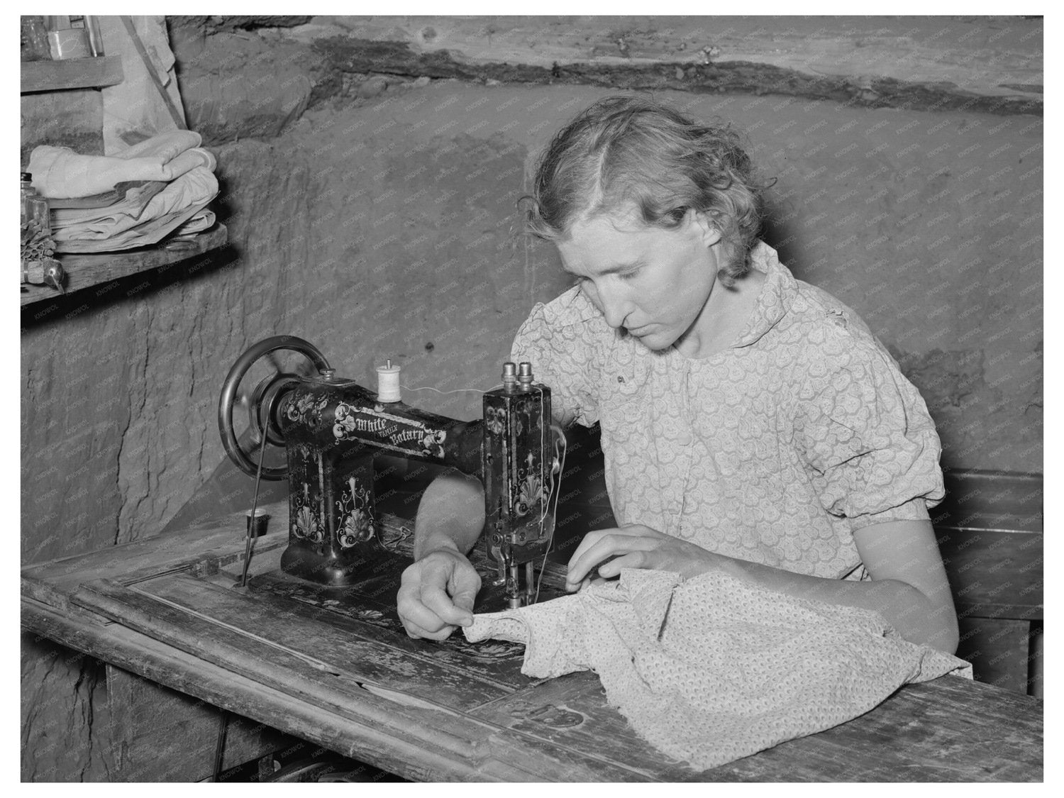 Mrs. Whinery Sewing for Family in Pie Town New Mexico 1940