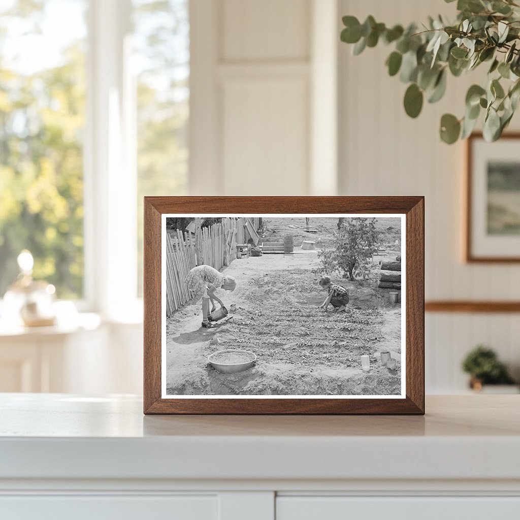 Whinery Children Gardening in Pie Town New Mexico 1940