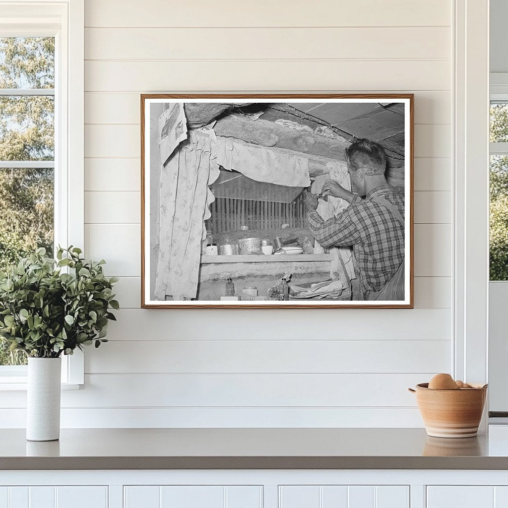 Jack Whinery Repairs Window in Dugout June 1940