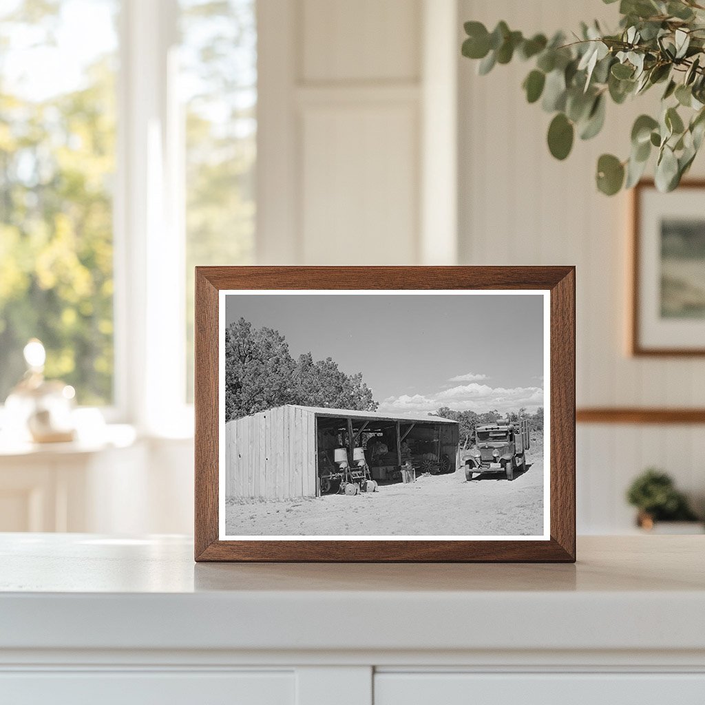 Vintage Toolshed and Bean Thresher in Pie Town 1940