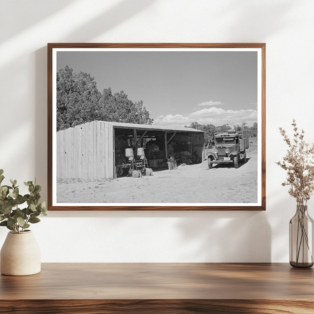 Vintage Toolshed and Bean Thresher in Pie Town 1940