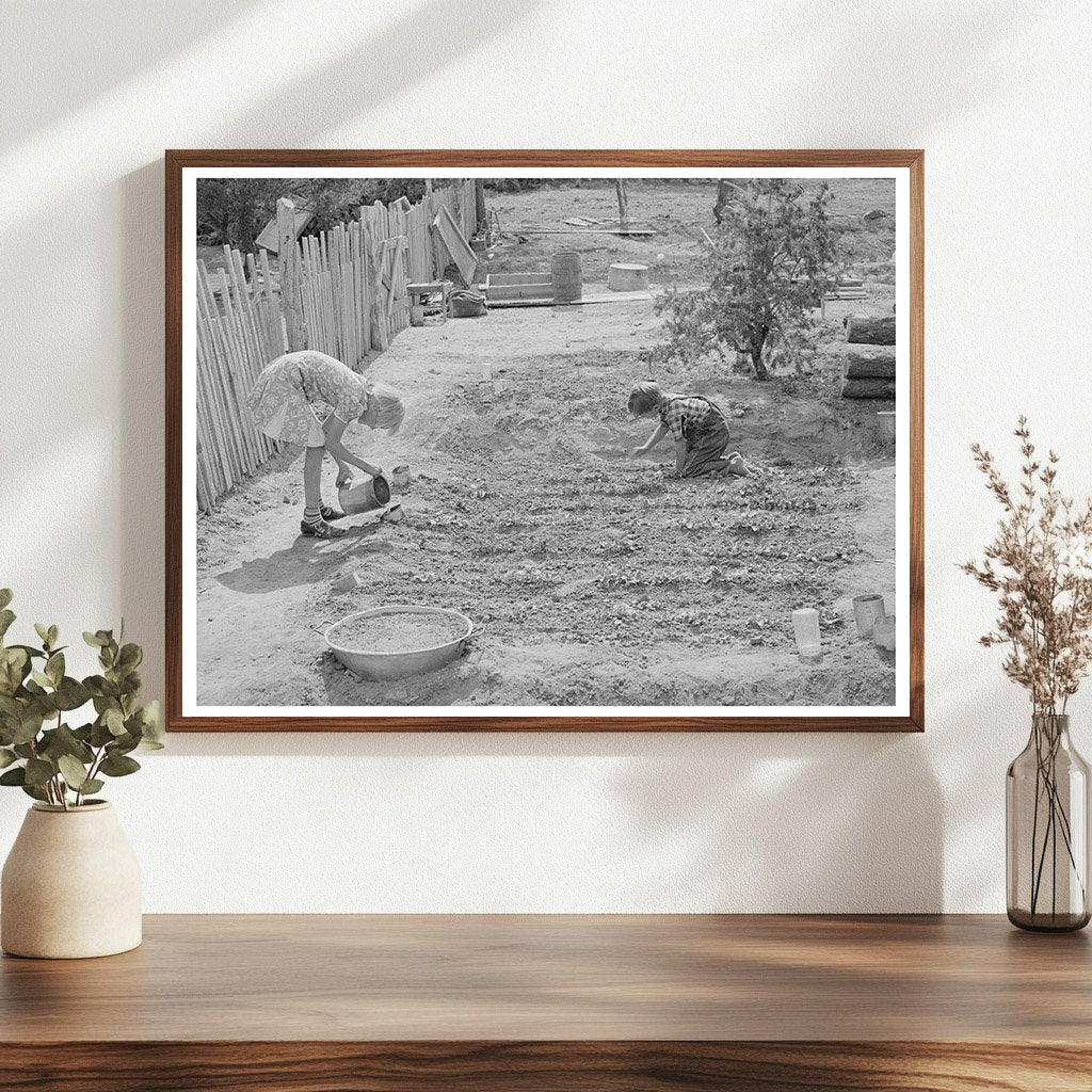 Whinery Children Planting Flowers in Pie Town 1940