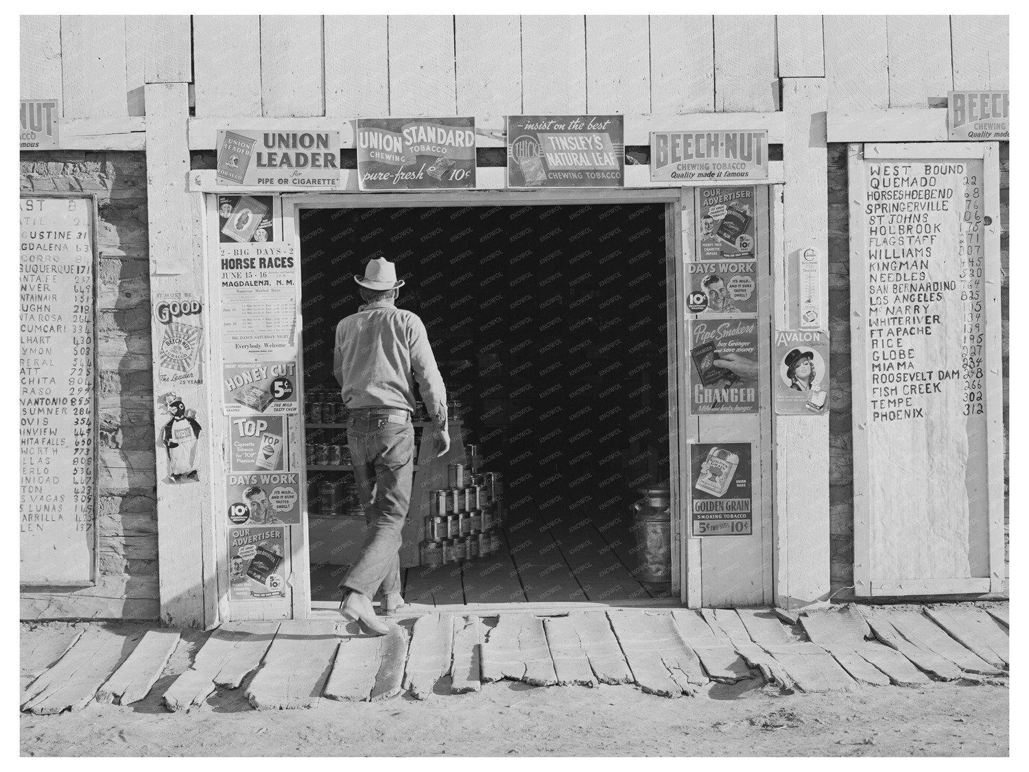 Farmer Entering General Store Pie Town New Mexico 1940
