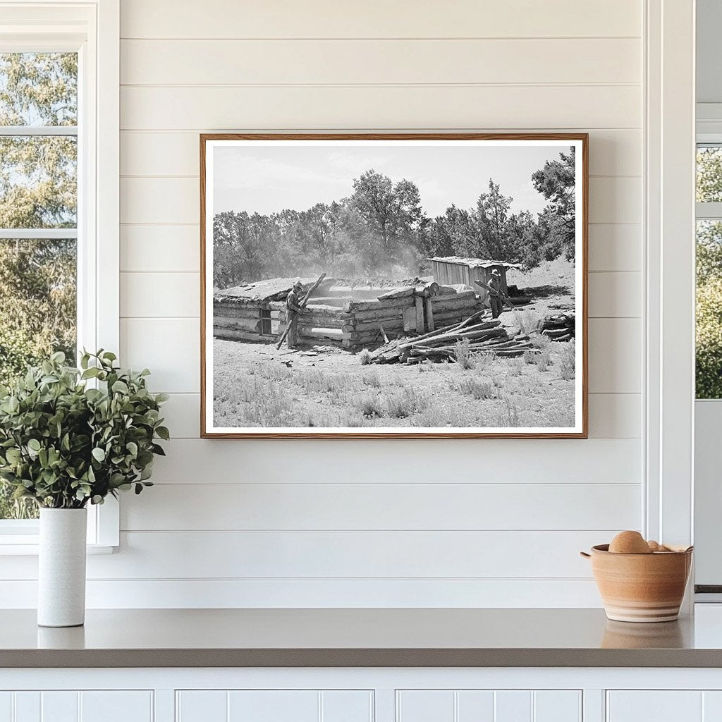 Dismantling a Dugout in Pie Town New Mexico 1940