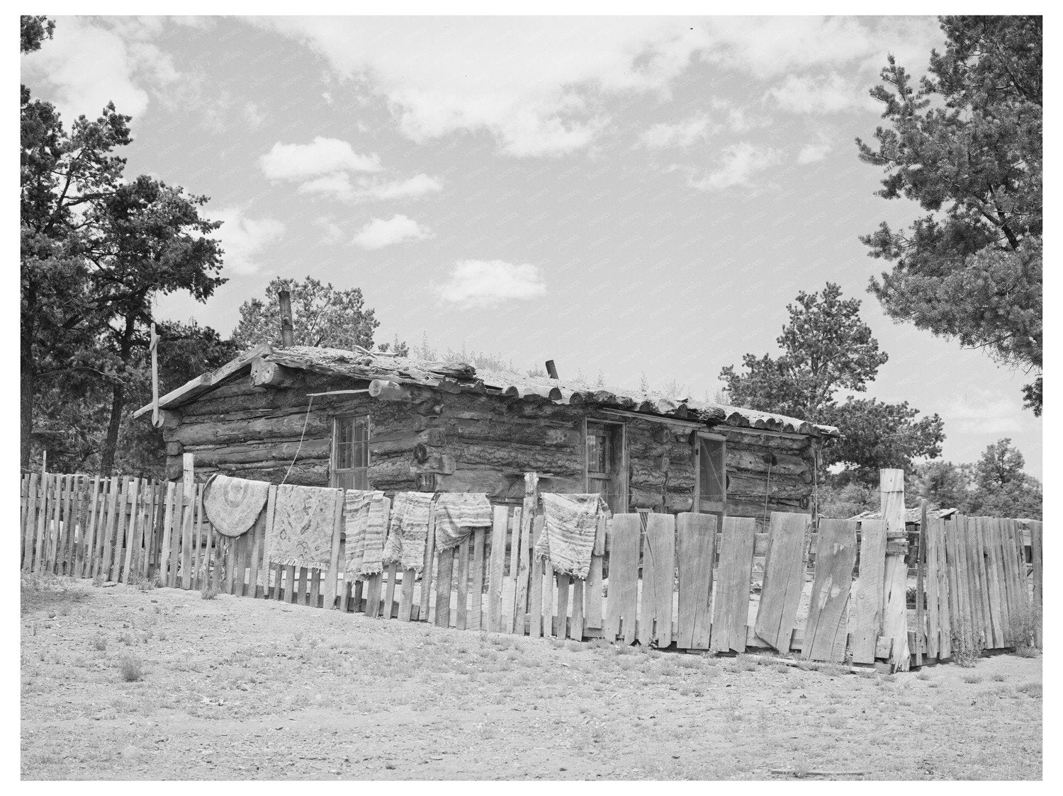 Log House in Pie Town New Mexico 1940