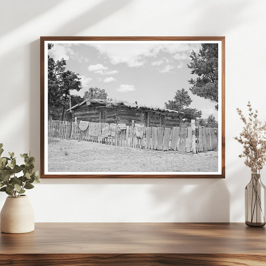 Log House in Pie Town New Mexico 1940