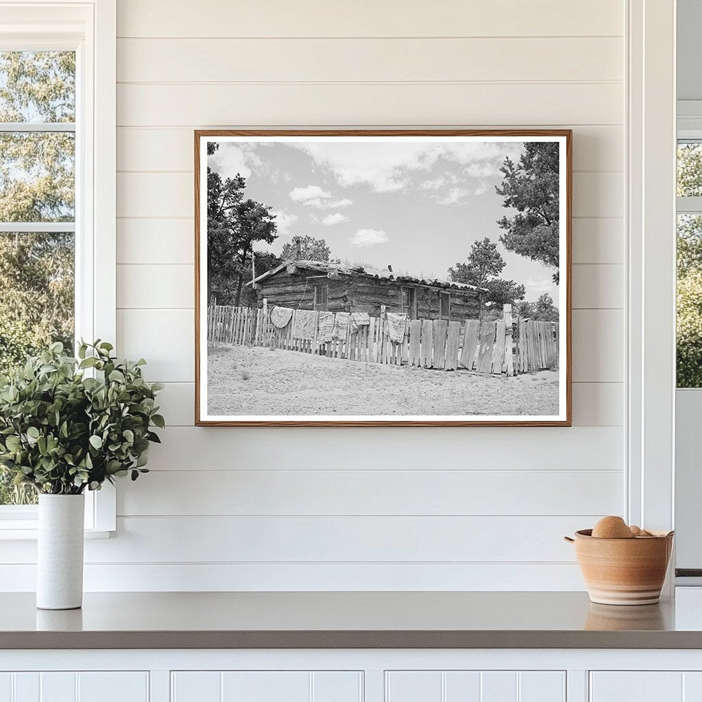 Log House in Pie Town New Mexico 1940