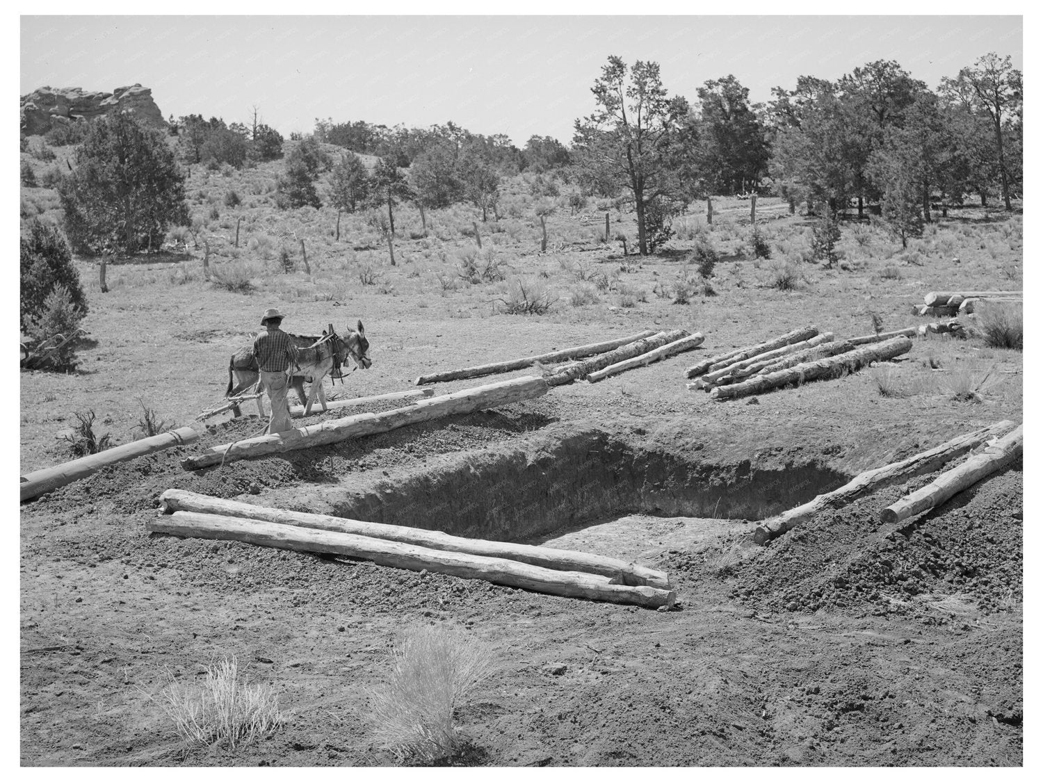 Dugout Construction in Pie Town New Mexico 1940