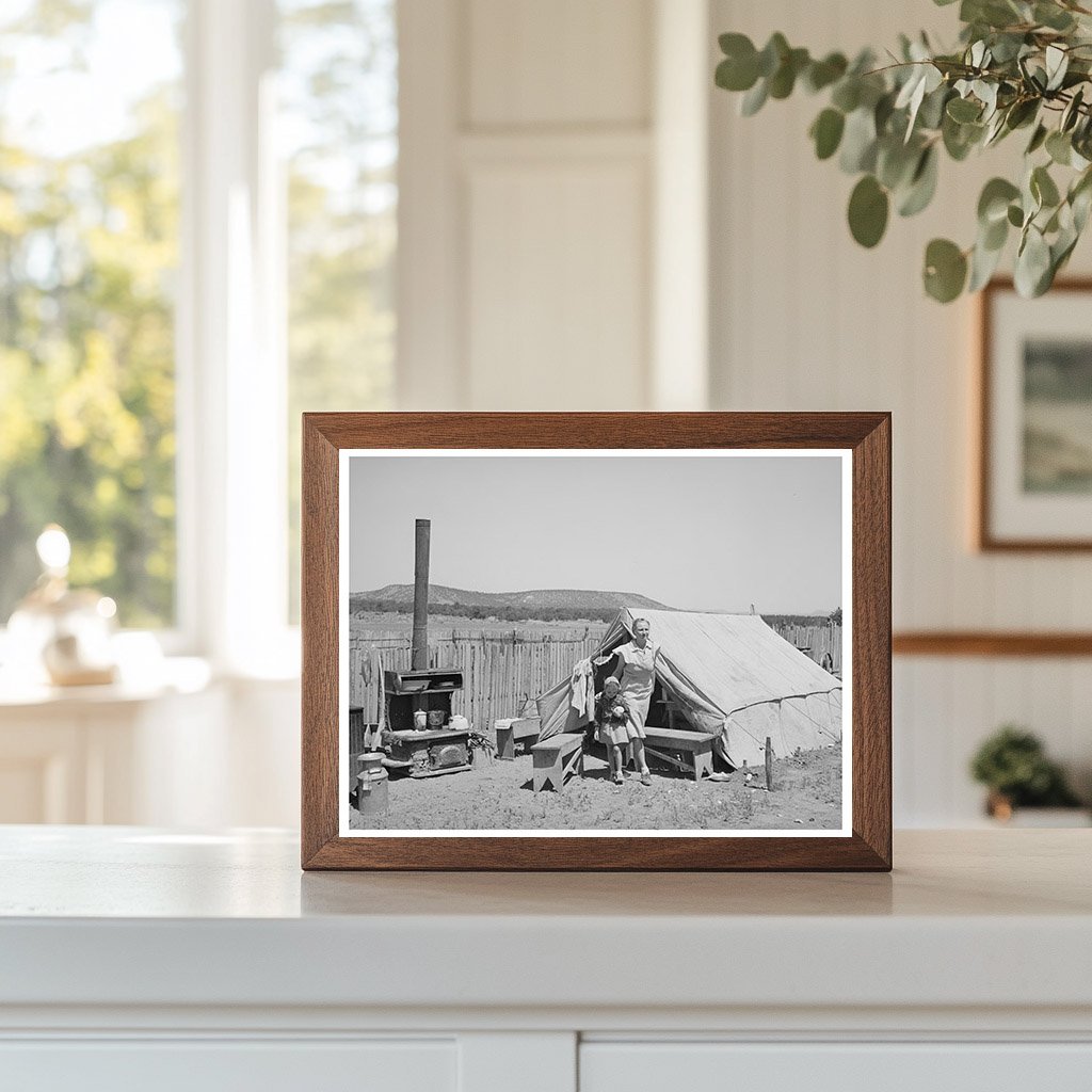 Mrs. Caudill and Daughter in Tent Home Pie Town 1940