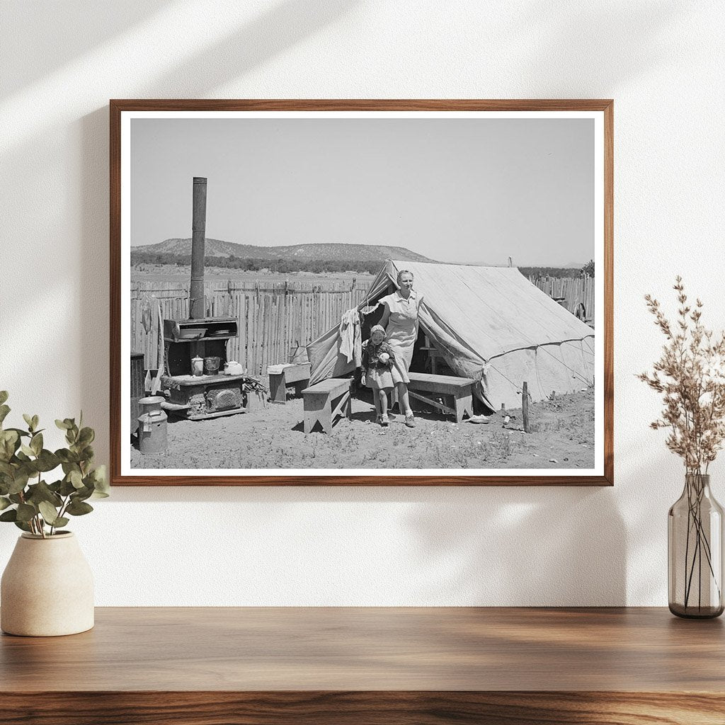 Mrs. Caudill and Daughter in Tent Home Pie Town 1940