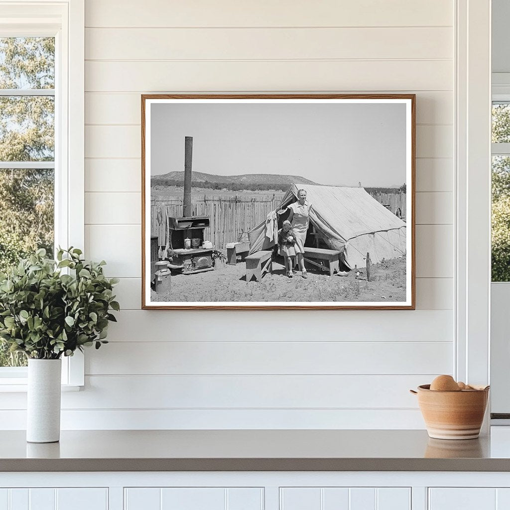 Mrs. Caudill and Daughter in Tent Home Pie Town 1940